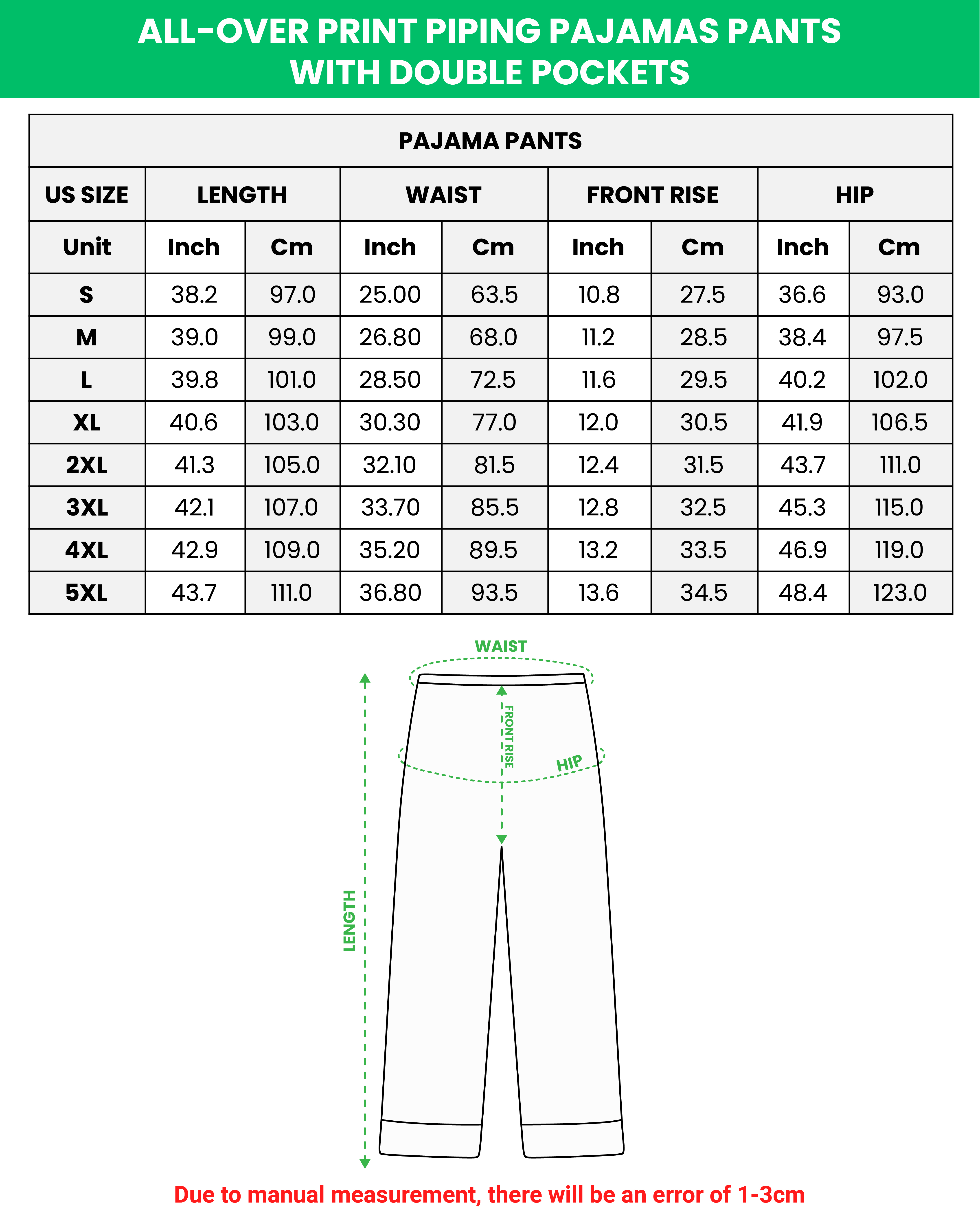 All-over Print Piping Pajamas Set with Double Pockets